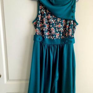 Modcloth Teal and Floral Dress